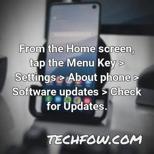 from the home screen tap the menu key settings about phone software updates check for updates 2