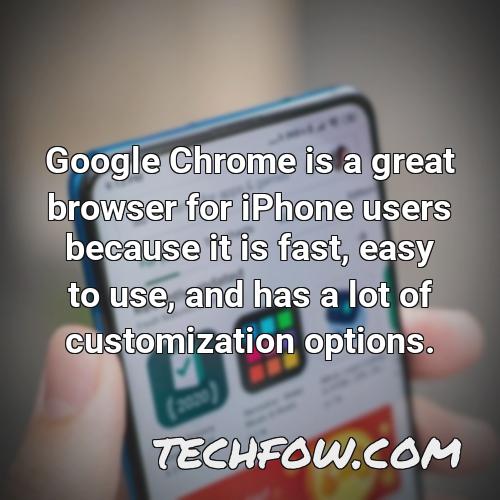 google chrome is a great browser for iphone users because it is fast easy to use and has a lot of customization options