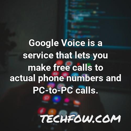 google voice is a service that lets you make free calls to actual phone numbers and pc to pc calls