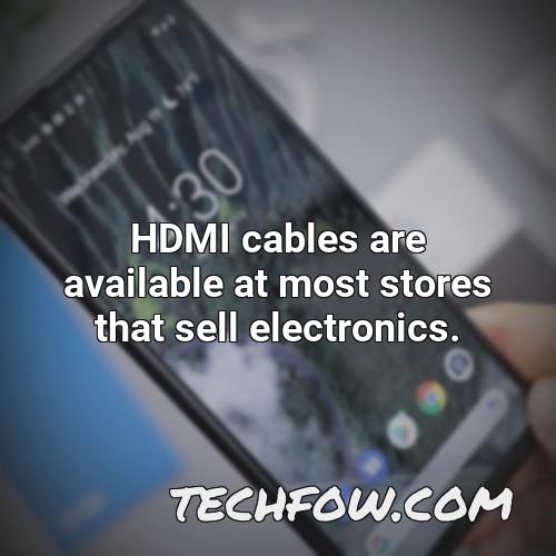 hdmi cables are available at most stores that sell electronics
