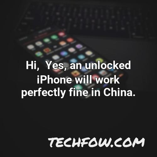 hi yes an unlocked iphone will work perfectly fine in china