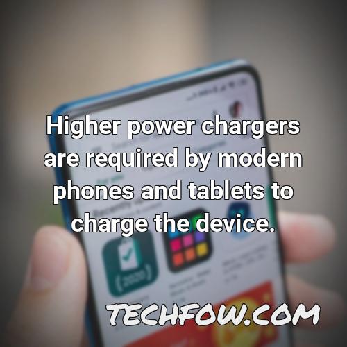 higher power chargers are required by modern phones and tablets to charge the device
