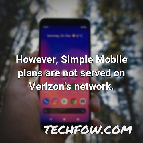 however simple mobile plans are not served on verizon s network