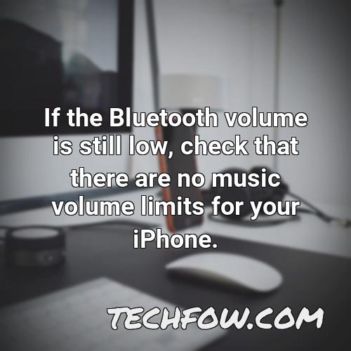 if the bluetooth volume is still low check that there are no music volume limits for your iphone