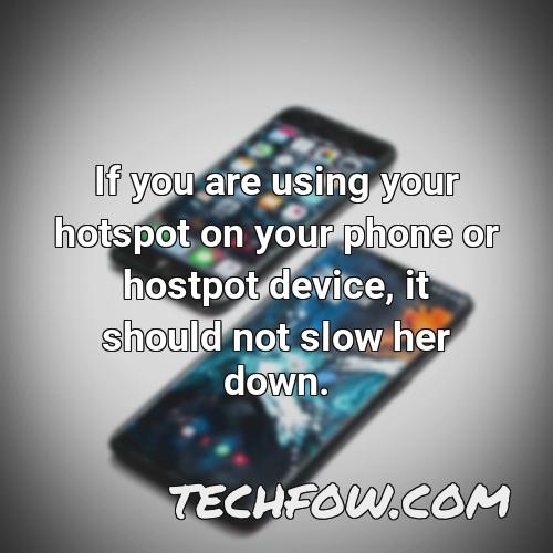 if you are using your hotspot on your phone or hostpot device it should not slow her down