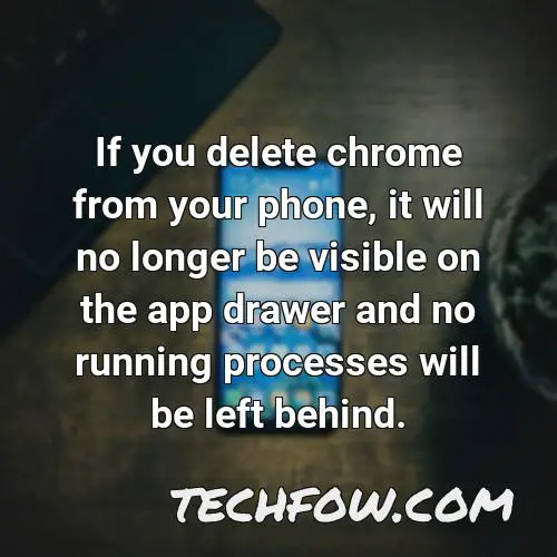 if you delete chrome from your phone it will no longer be visible on the app drawer and no running processes will be left behind