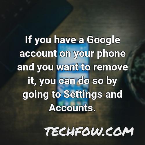 if you have a google account on your phone and you want to remove it you can do so by going to settings and accounts