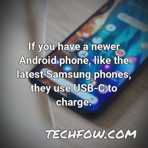 if you have a newer android phone like the latest samsung phones they use usb c to charge