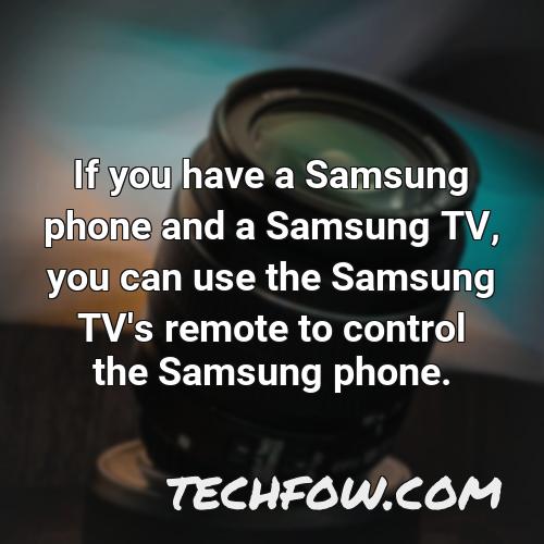 if you have a samsung phone and a samsung tv you can use the samsung tv s remote to control the samsung phone