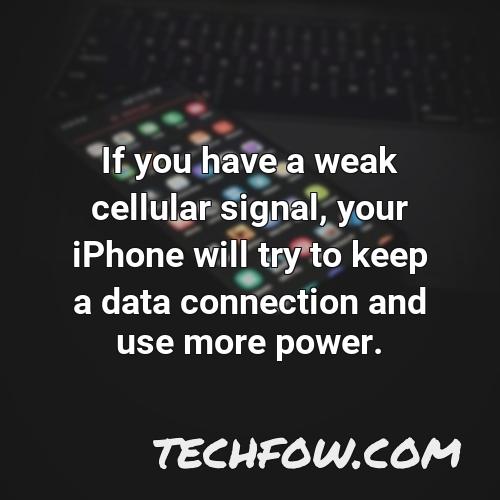 if you have a weak cellular signal your iphone will try to keep a data connection and use more power