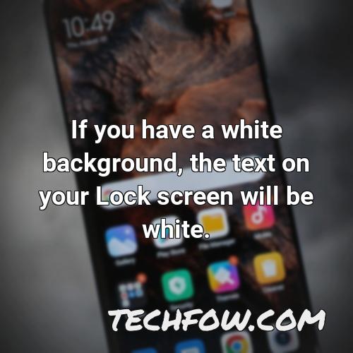 if you have a white background the text on your lock screen will be white