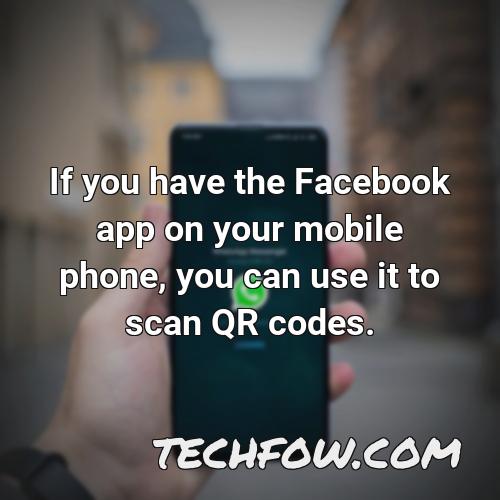 if you have the facebook app on your mobile phone you can use it to scan qr codes