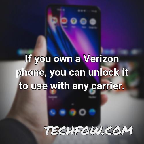 if you own a verizon phone you can unlock it to use with any carrier