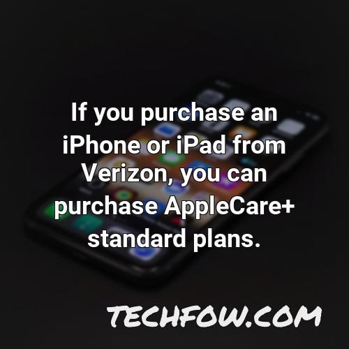if you purchase an iphone or ipad from verizon you can purchase applecare standard plans