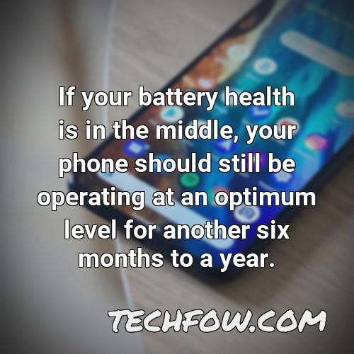 if your battery health is in the middle your phone should still be operating at an optimum level for another six months to a year