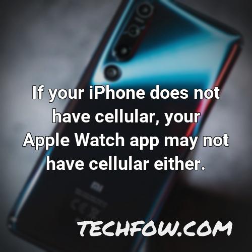 if your iphone does not have cellular your apple watch app may not have cellular either