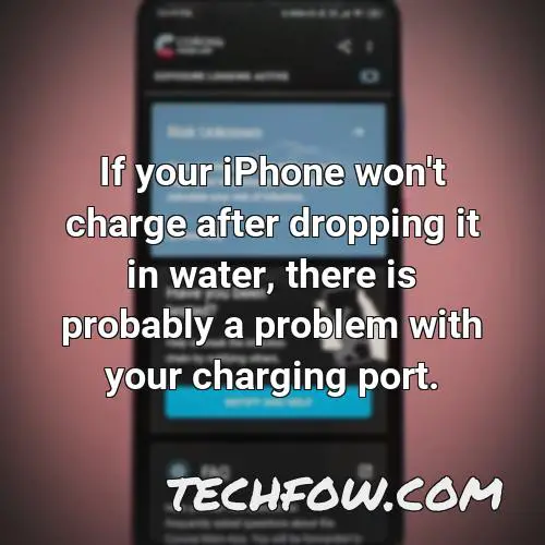 if your iphone won t charge after dropping it in water there is probably a problem with your charging port