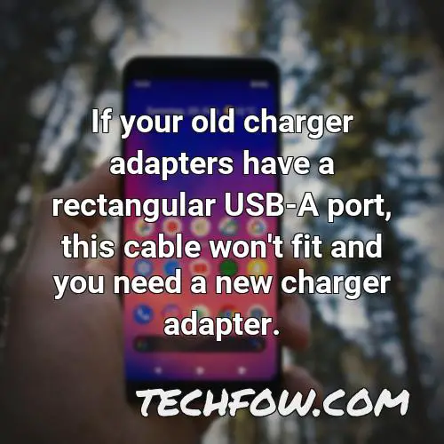 if your old charger adapters have a rectangular usb a port this cable won t fit and you need a new charger adapter 4