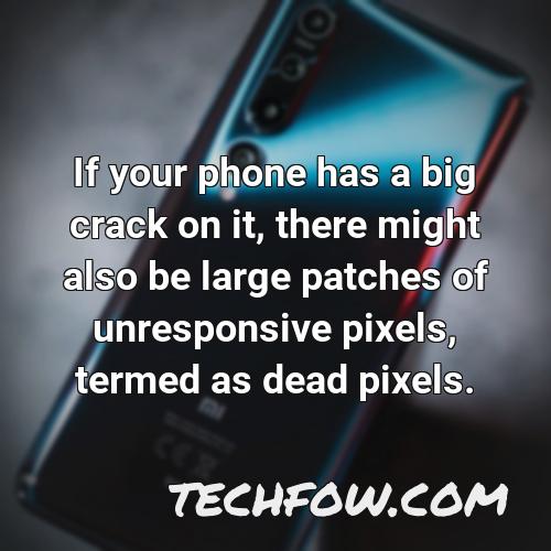 if your phone has a big crack on it there might also be large patches of unresponsive pixels termed as dead