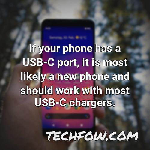 if your phone has a usb c port it is most likely a new phone and should work with most usb c chargers
