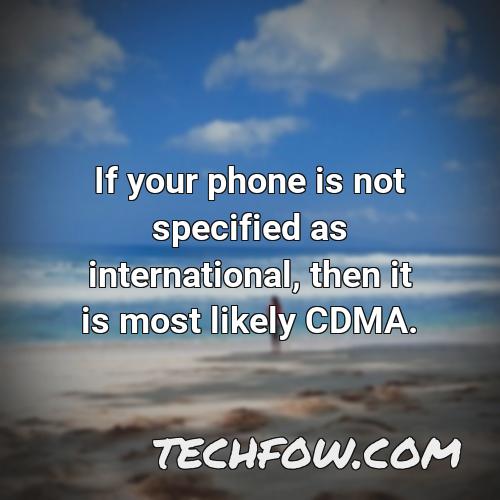 if your phone is not specified as international then it is most likely cdma