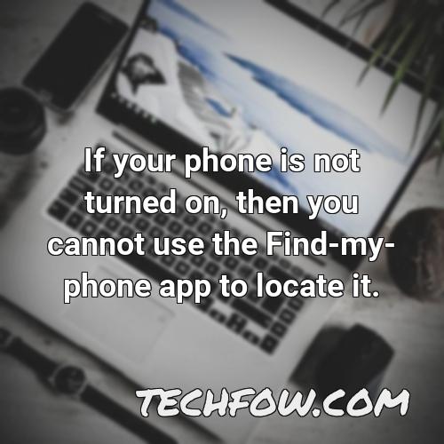 if your phone is not turned on then you cannot use the find my phone app to locate it