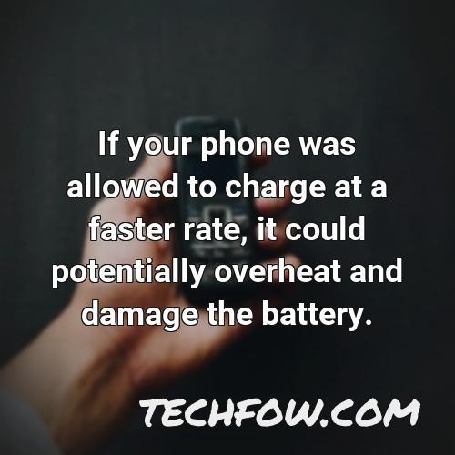 if your phone was allowed to charge at a faster rate it could potentially overheat and damage the battery