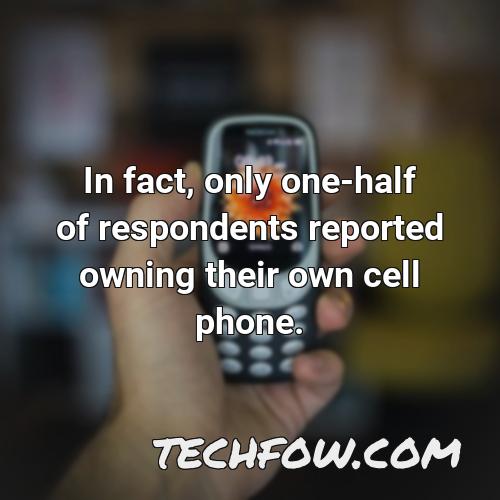 in fact only one half of respondents reported owning their own cell phone
