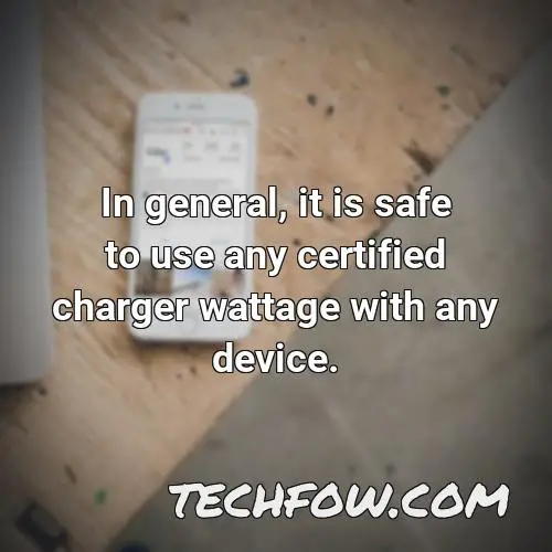 in general it is safe to use any certified charger wattage with any device