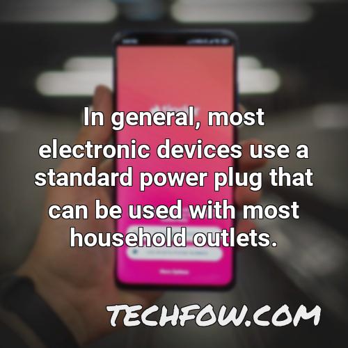 in general most electronic devices use a standard power plug that can be used with most household outlets