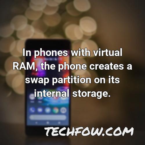 in phones with virtual ram the phone creates a swap partition on its internal storage