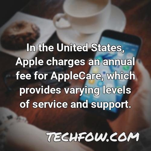 in the united states apple charges an annual fee for applecare which provides varying levels of service and support