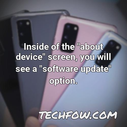 inside of the about device screen you will see a software update option