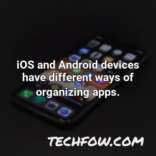 ios and android devices have different ways of organizing apps