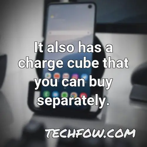 it also has a charge cube that you can buy separately