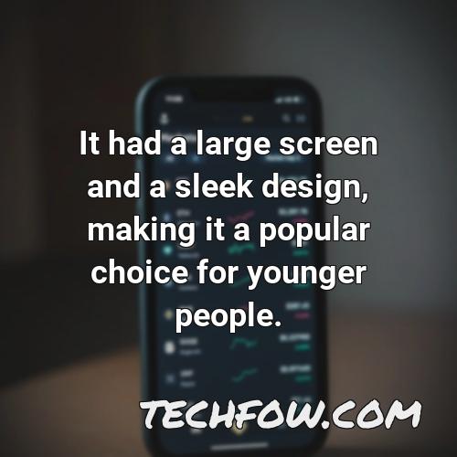 it had a large screen and a sleek design making it a popular choice for younger people