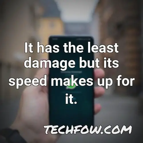 it has the least damage but its speed makes up for it