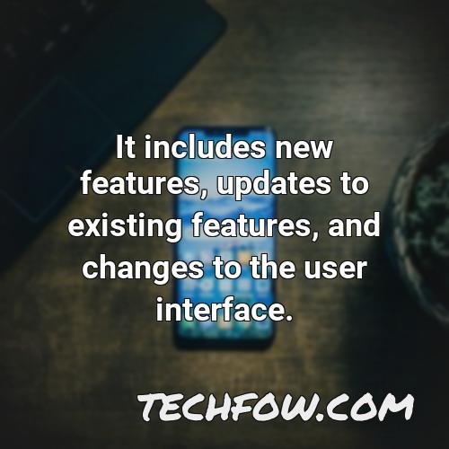 it includes new features updates to existing features and changes to the user interface