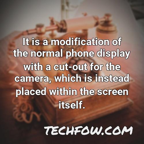 it is a modification of the normal phone display with a cut out for the camera which is instead placed within the screen itself