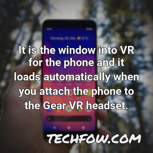 it is the window into vr for the phone and it loads automatically when you attach the phone to the gear vr headset