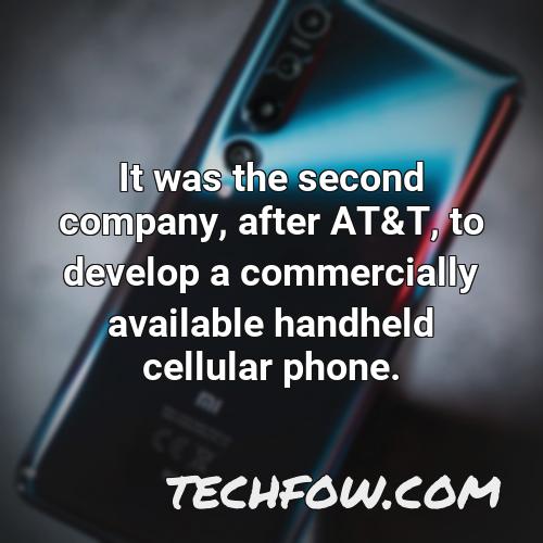 it was the second company after at t to develop a commercially available handheld cellular phone