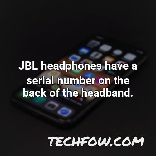 jbl headphones have a serial number on the back of the headband