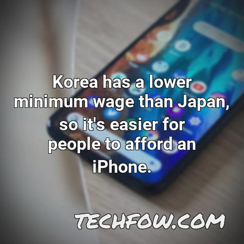 korea has a lower minimum wage than japan so it s easier for people to afford an iphone