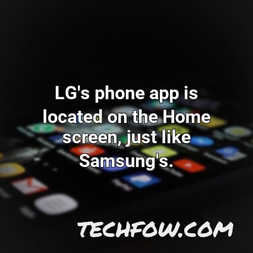 lg s phone app is located on the home screen just like samsung s