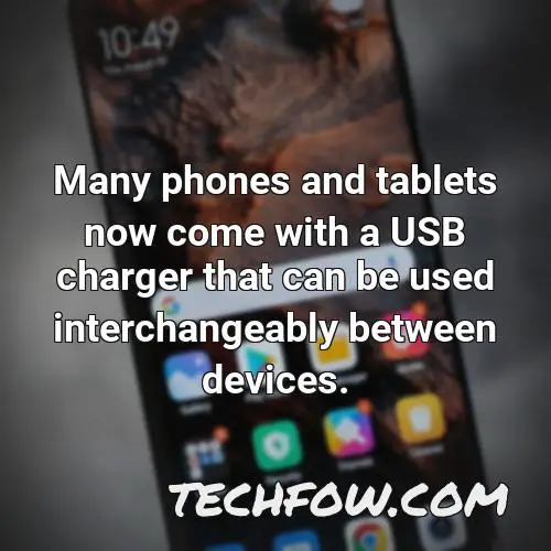 many phones and tablets now come with a usb charger that can be used interchangeably between devices