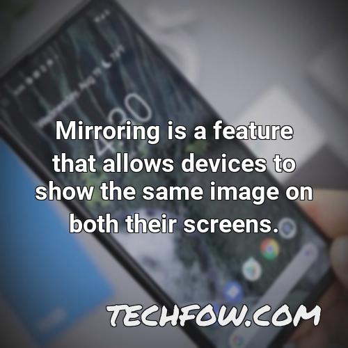 mirroring is a feature that allows devices to show the same image on both their screens