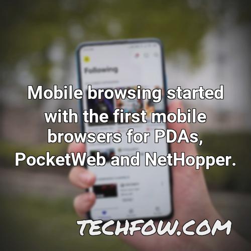 mobile browsing started with the first mobile browsers for pdas pocketweb and nethopper