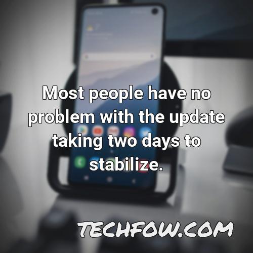 most people have no problem with the update taking two days to stabilize