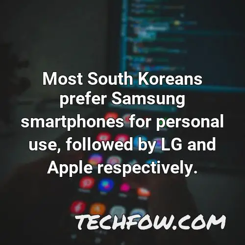 most south koreans prefer samsung smartphones for personal use followed by lg and apple respectively