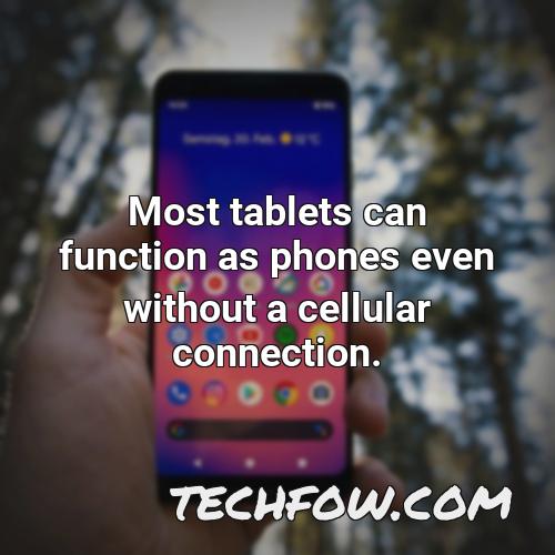 most tablets can function as phones even without a cellular connection